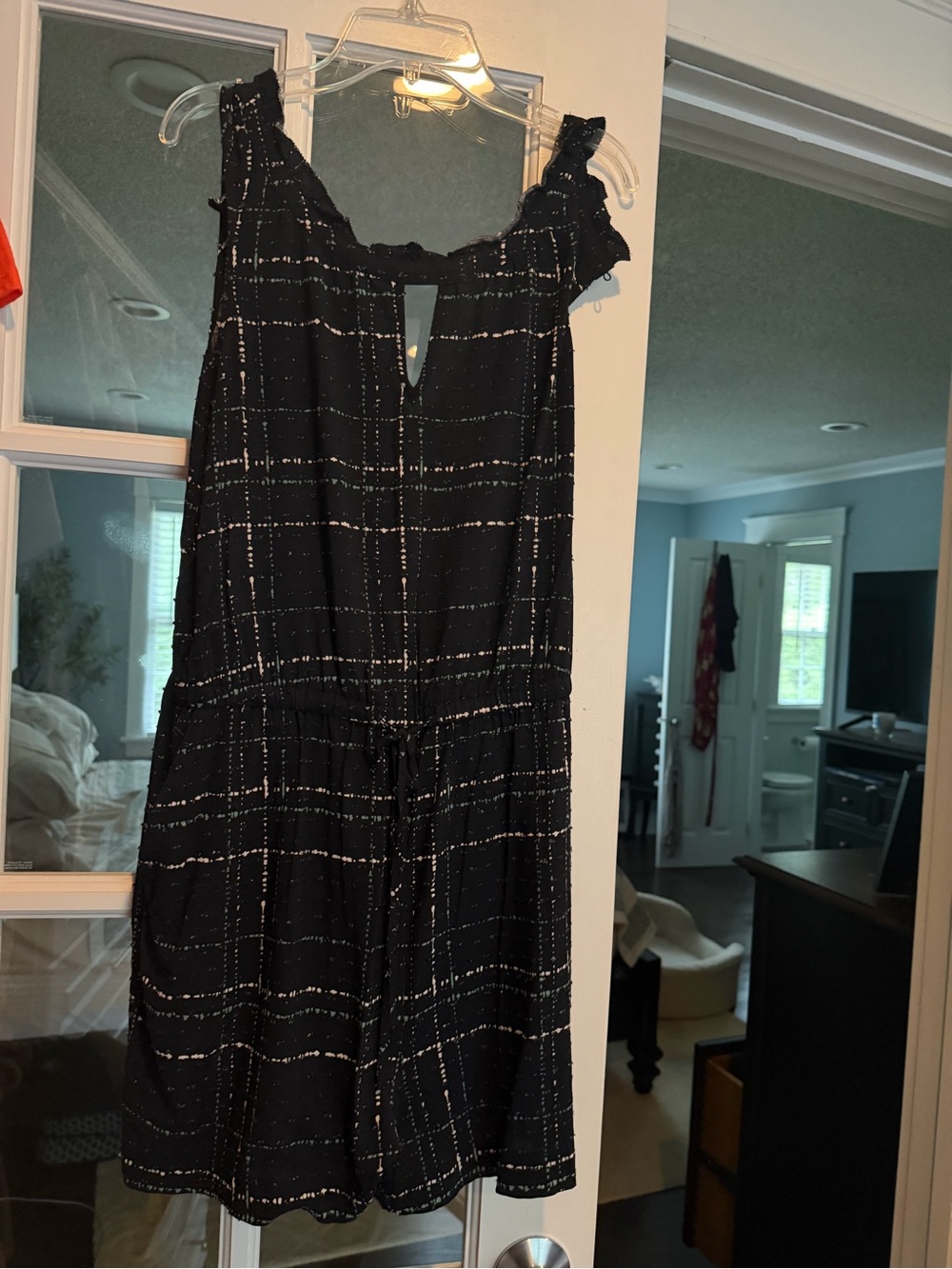 Apt.9 Dark navy and Gray Abstract Romper